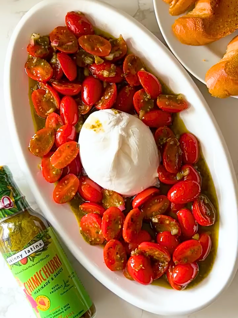 One Hungry Chica’s Chimichurri Tomatoes with Creamy Burrata