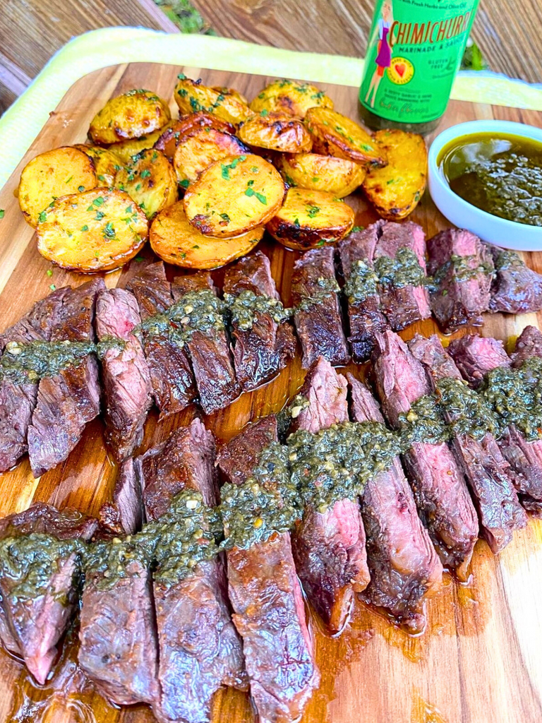 Churrasco with Skinny Latina Chimichurri & Roasted Potatoes