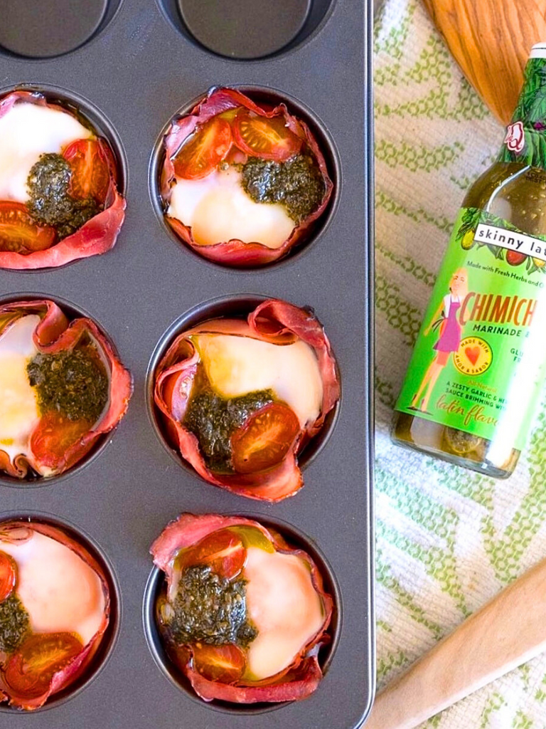 Ham and Egg Cups with Skinny Latina Chimichurri