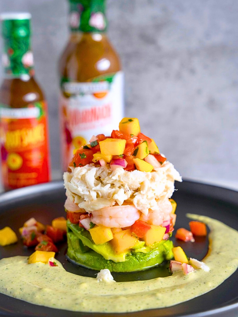 Tower of Crab & Shrimp Topped with Mango Salsa